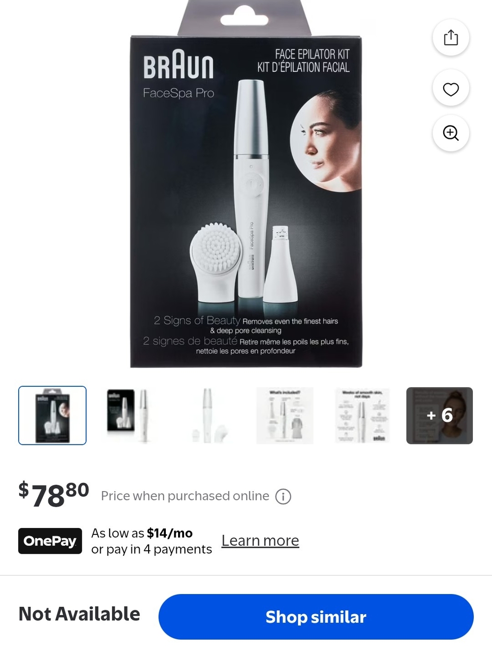 Braun FaceSpa Pro White Facial Epilator & Cleansing Brush Kit
